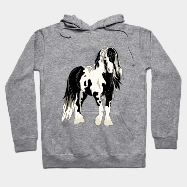 Black and white Irish cob horse Hoodie by The Christmas Lady